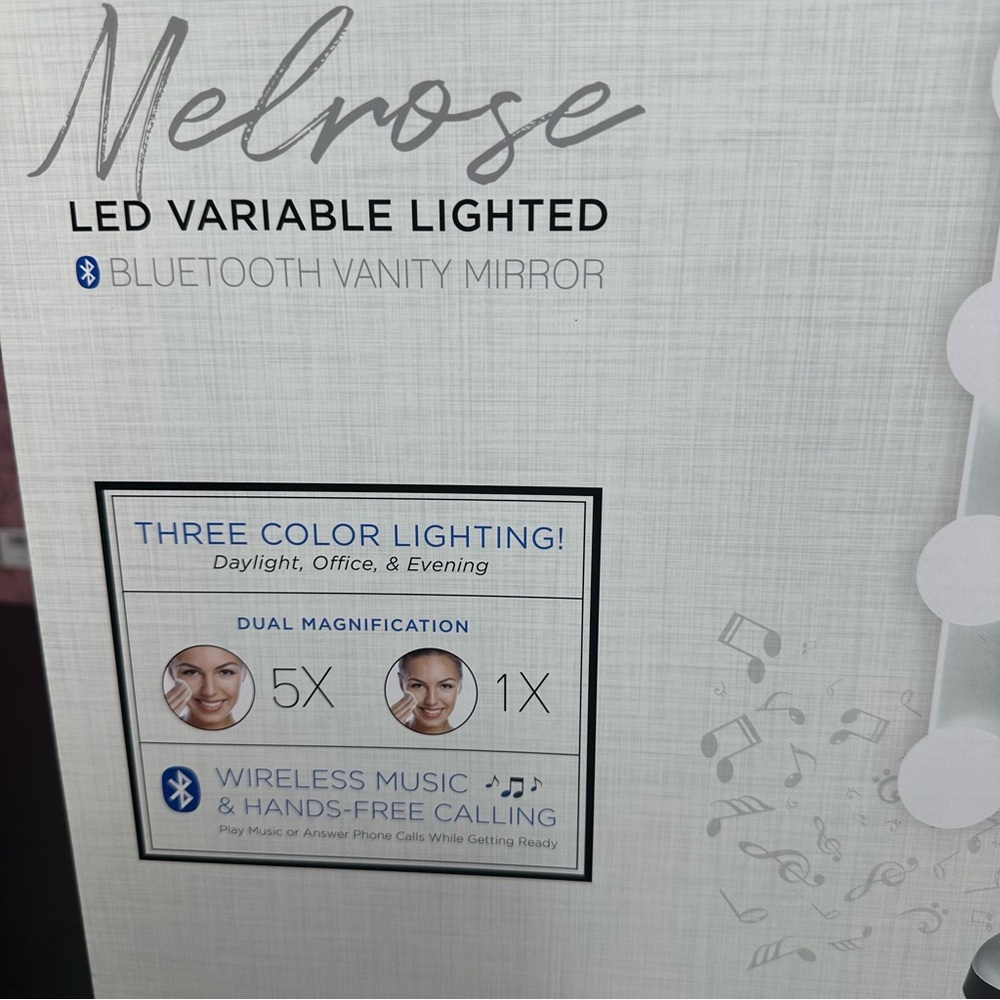 Zadro Melrose LED Variable 3-Color Lighted Dual-Sided/Bluetooth/Makeup Mirror - Picture 13 of 16